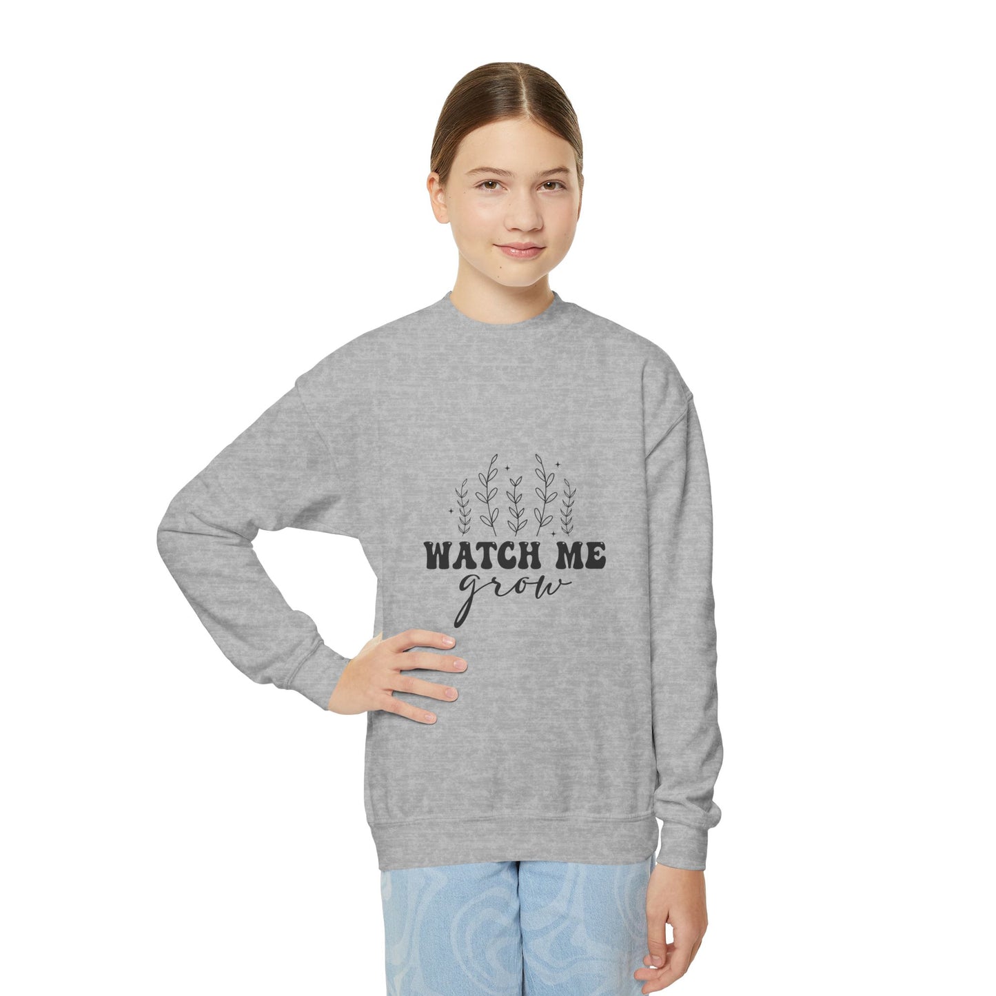 Youth Crewneck Sweatshirt - "Watch Me Grow" Inspirational Design