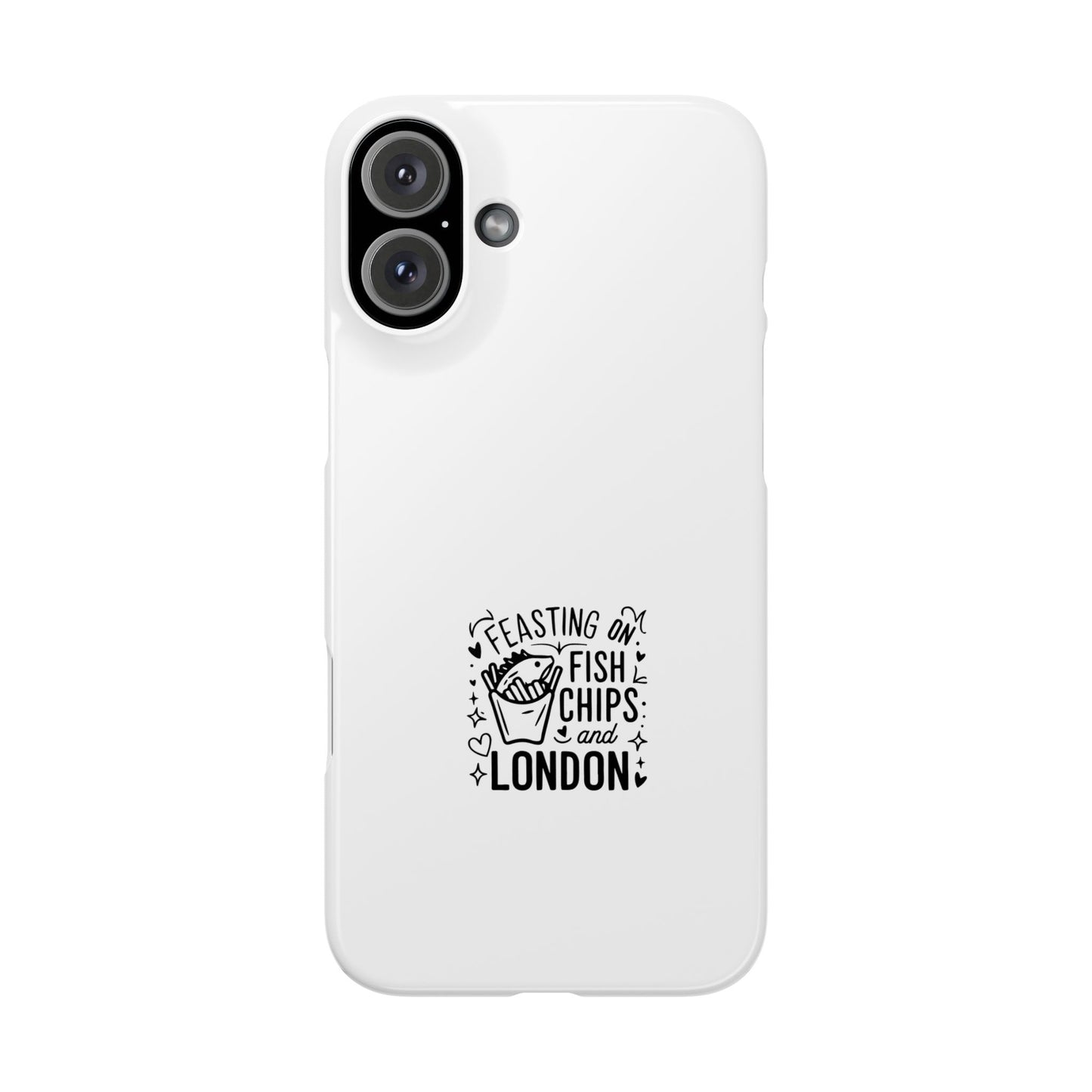 Slim Phone Case with Fish Chips London Design - Fun Gift for Foodies, Travel Lovers, UK Souvenirs, Everyday Carry, Unique Phone Accessory