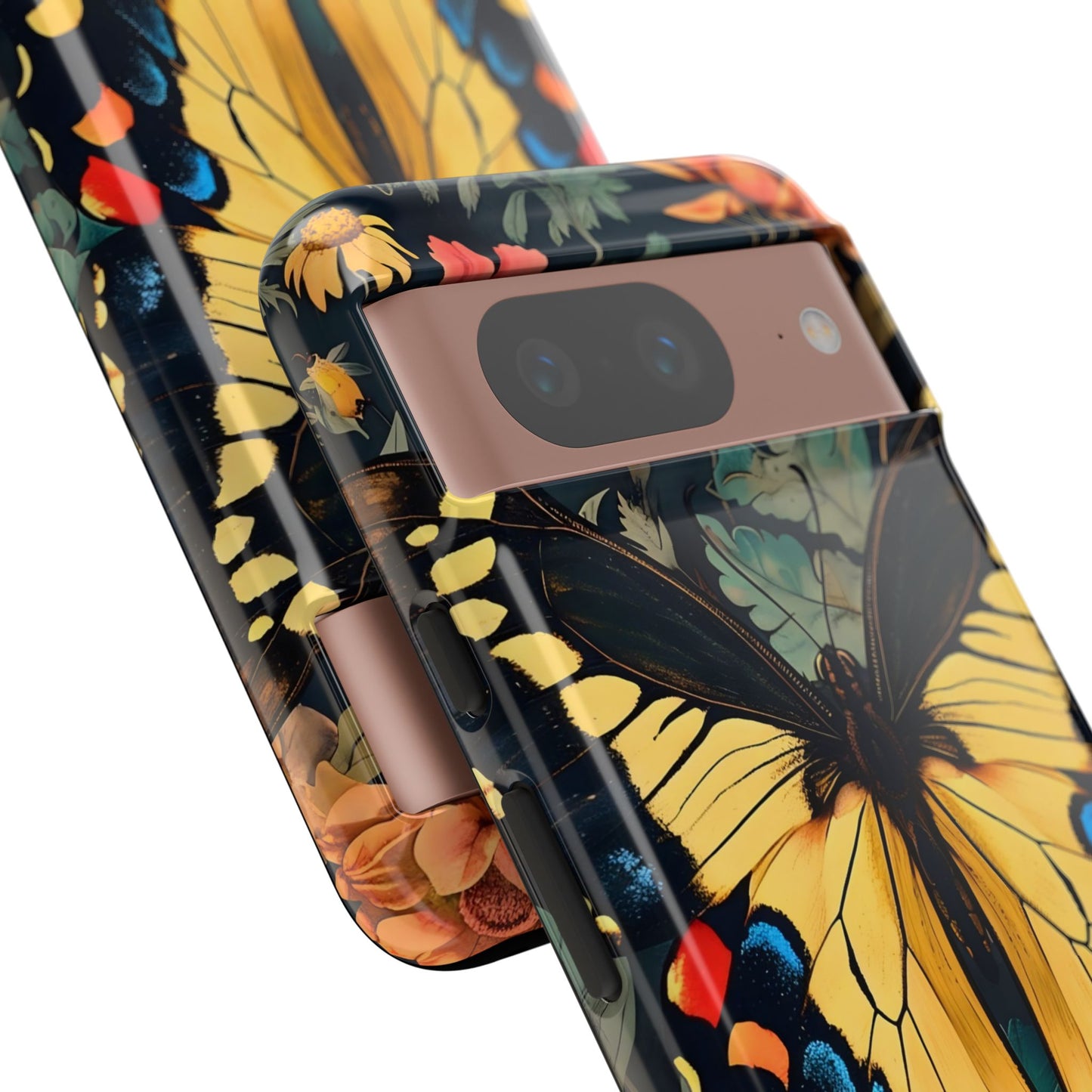 Butterfly Floral Phone Case, Art-inspire Tough Case, Gift for Nature Lovers, Butterfly Pattern Cover, Eco-Friendly Mobile Accessory