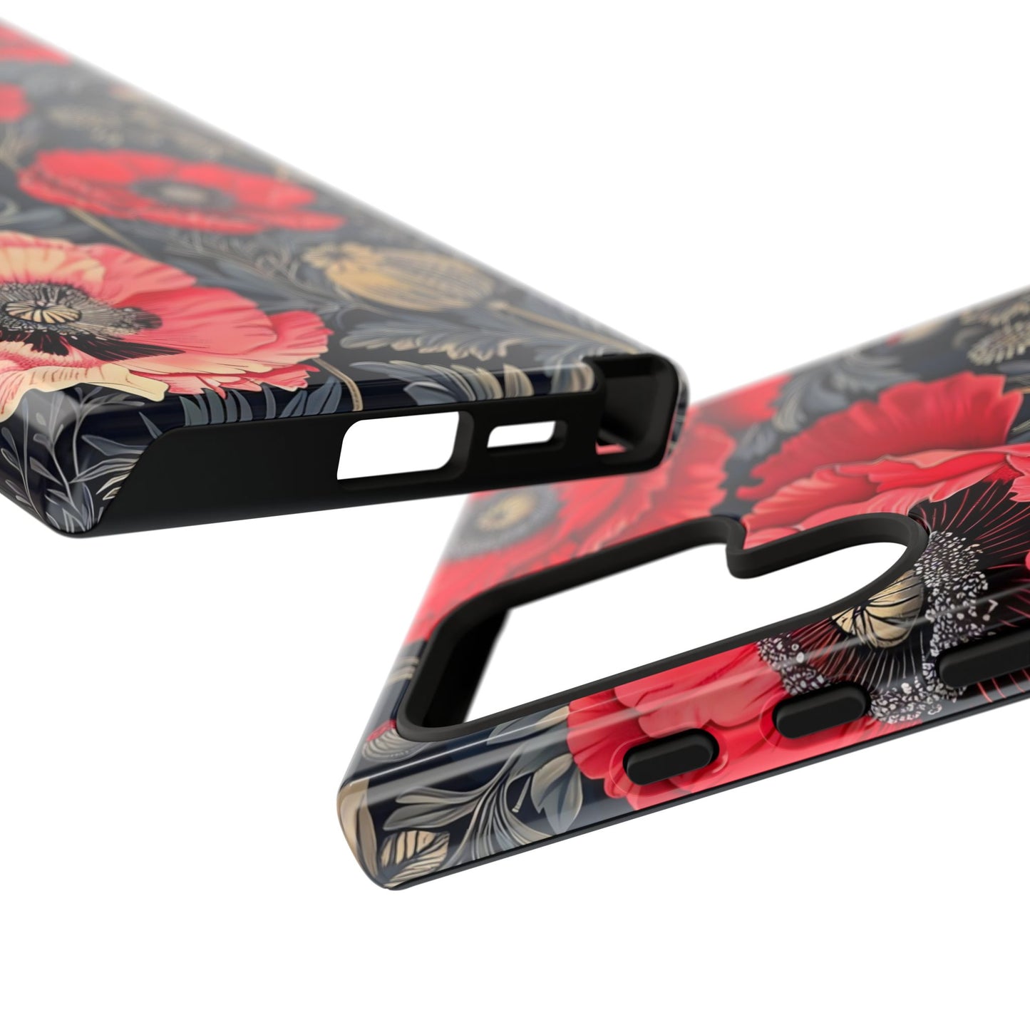 Floral Phone Case with Artistic Poppies, Tough Cases, Flower Design, Nature Lover Gift, Customizable Mobile Cover, Stylish Phone Accessories