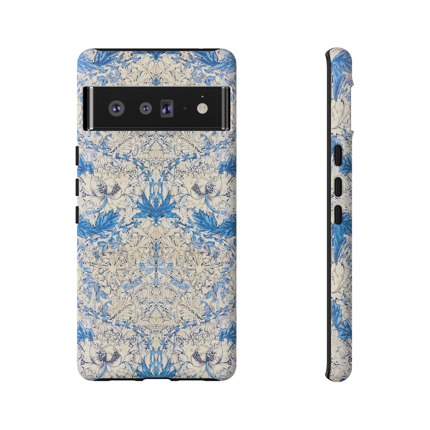 Elegant Floral Phone Case, Tough iPhone Cover, Stylish Mobile Protector, Blue Patterned Case, Unique Gift for Her