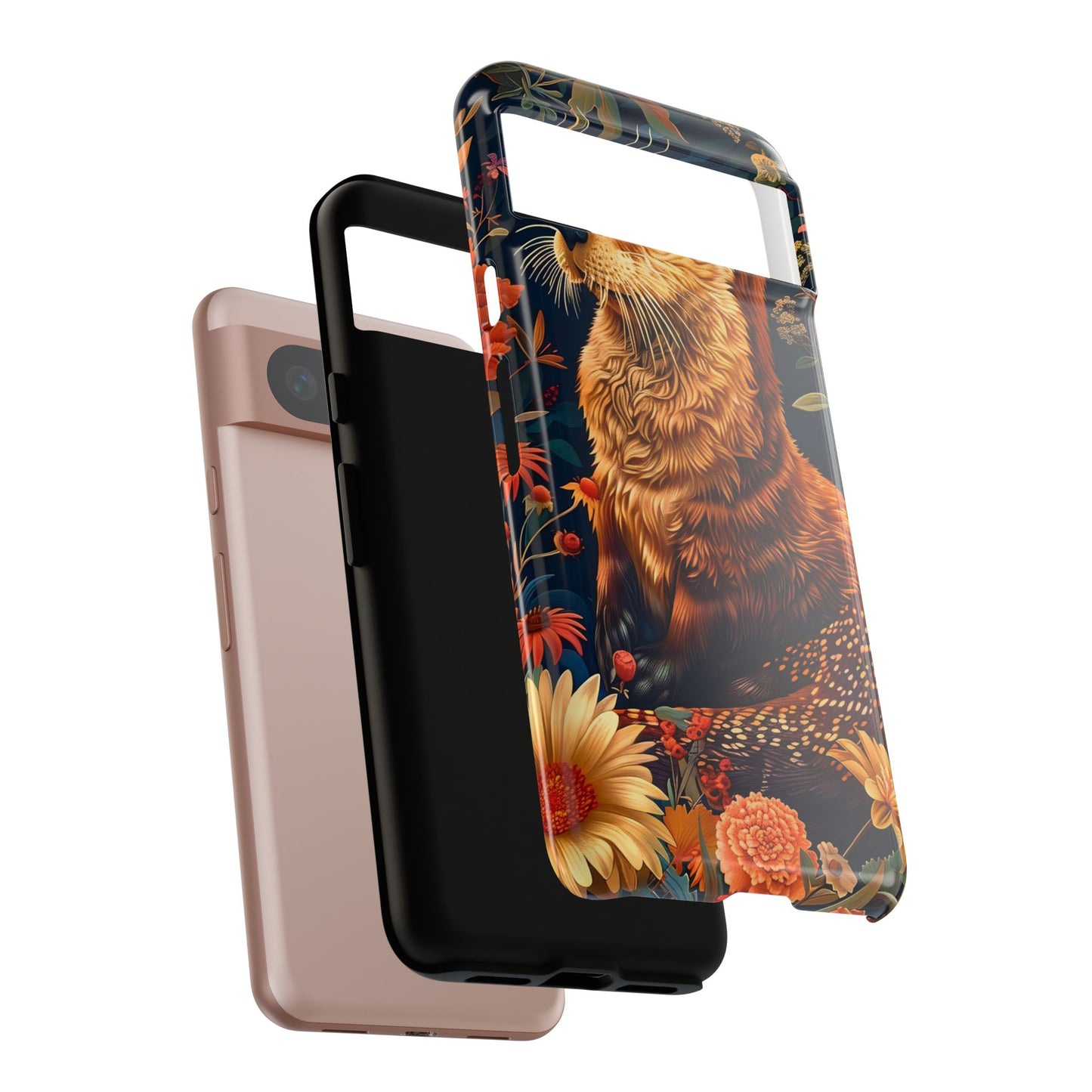 Otter Phone Case, Floral Otter Design, Tough Phone Cover, Nature Lover Gift, Cute Animal Accessories
