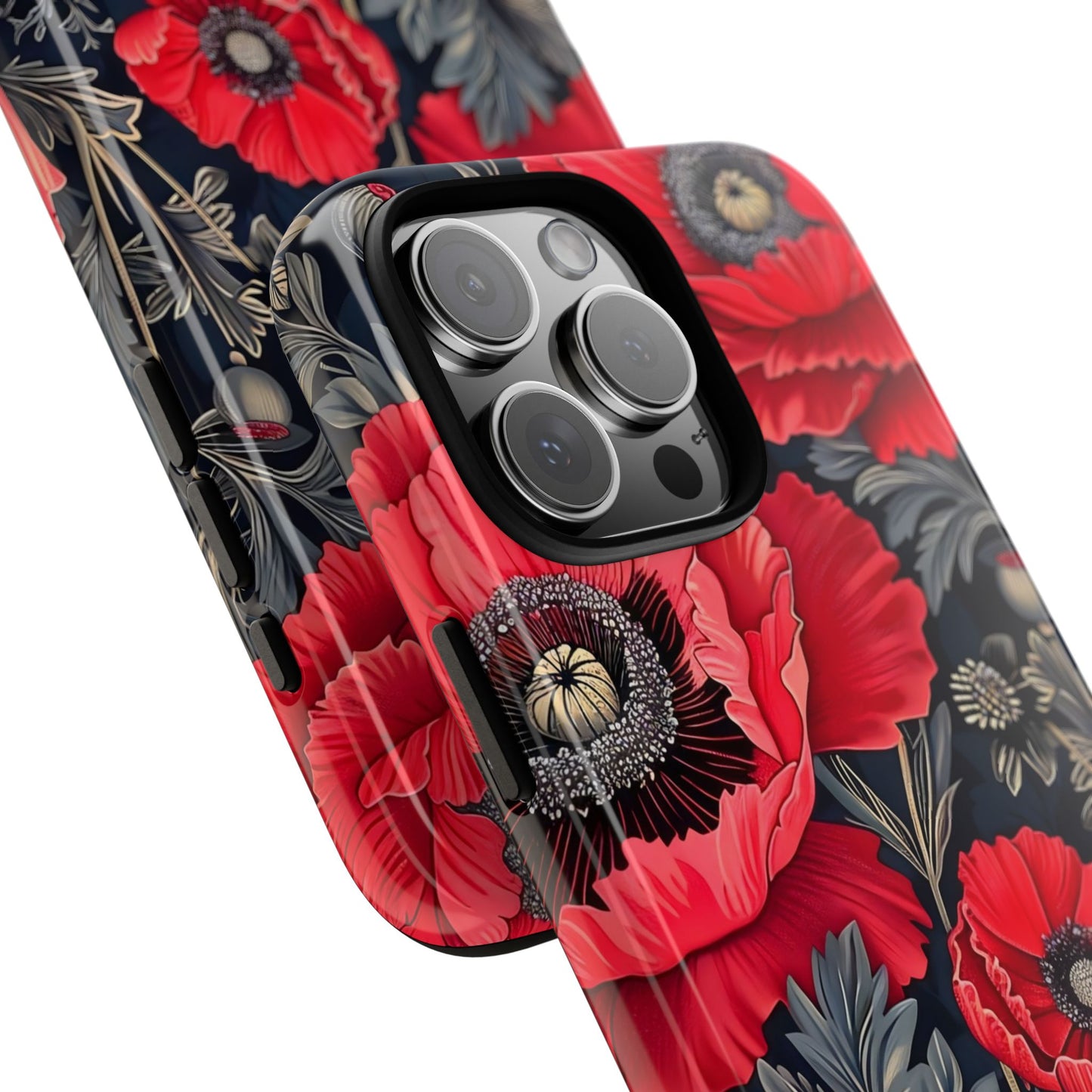 Floral Phone Case with Artistic Poppies, Tough Cases, Flower Design, Nature Lover Gift, Customizable Mobile Cover, Stylish Phone Accessories