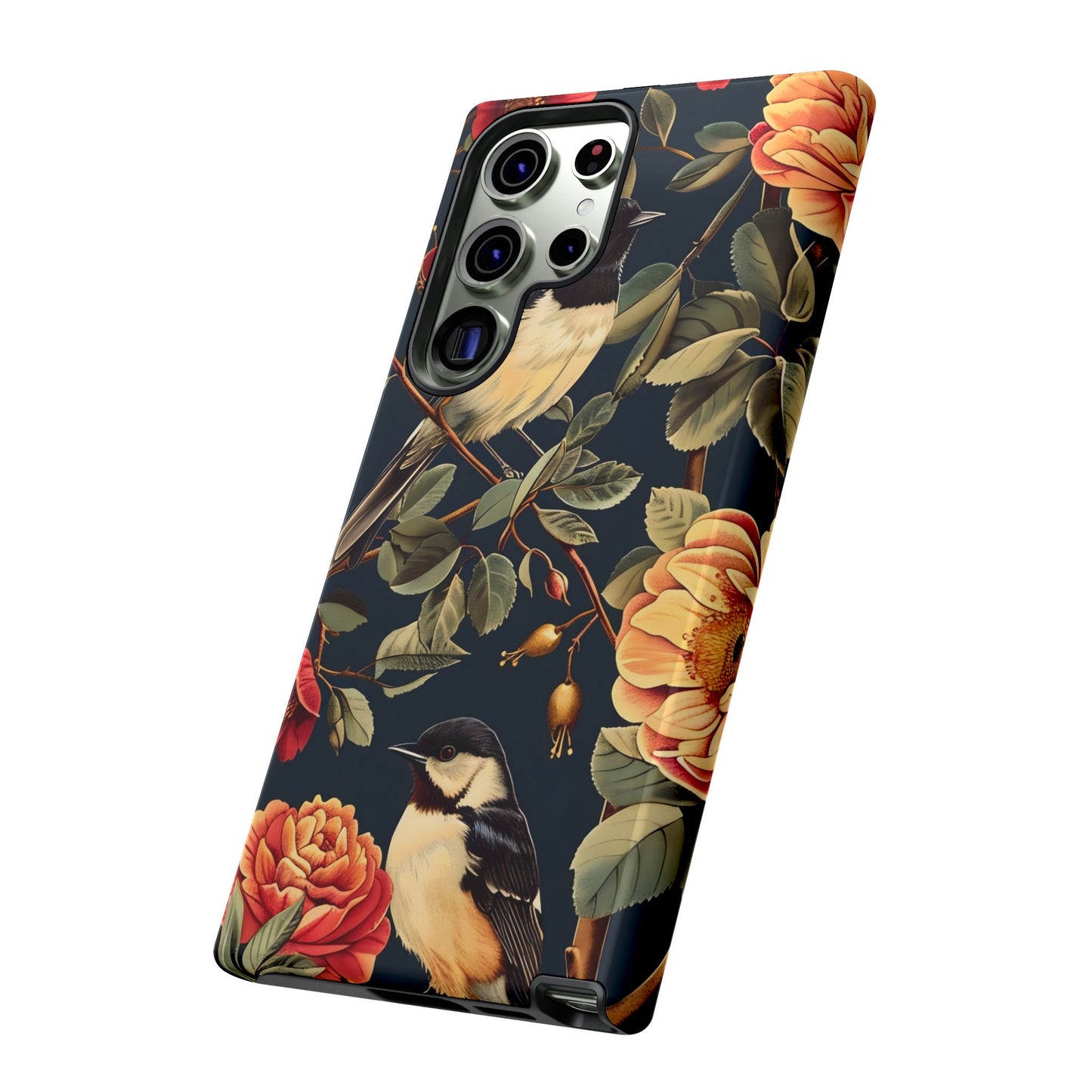 Floral Phone Case with Birds, Botanical iPhone Cover, Bird Lover Gift, Nature-Inspired Accessories, Eco-Friendly Mobile Case