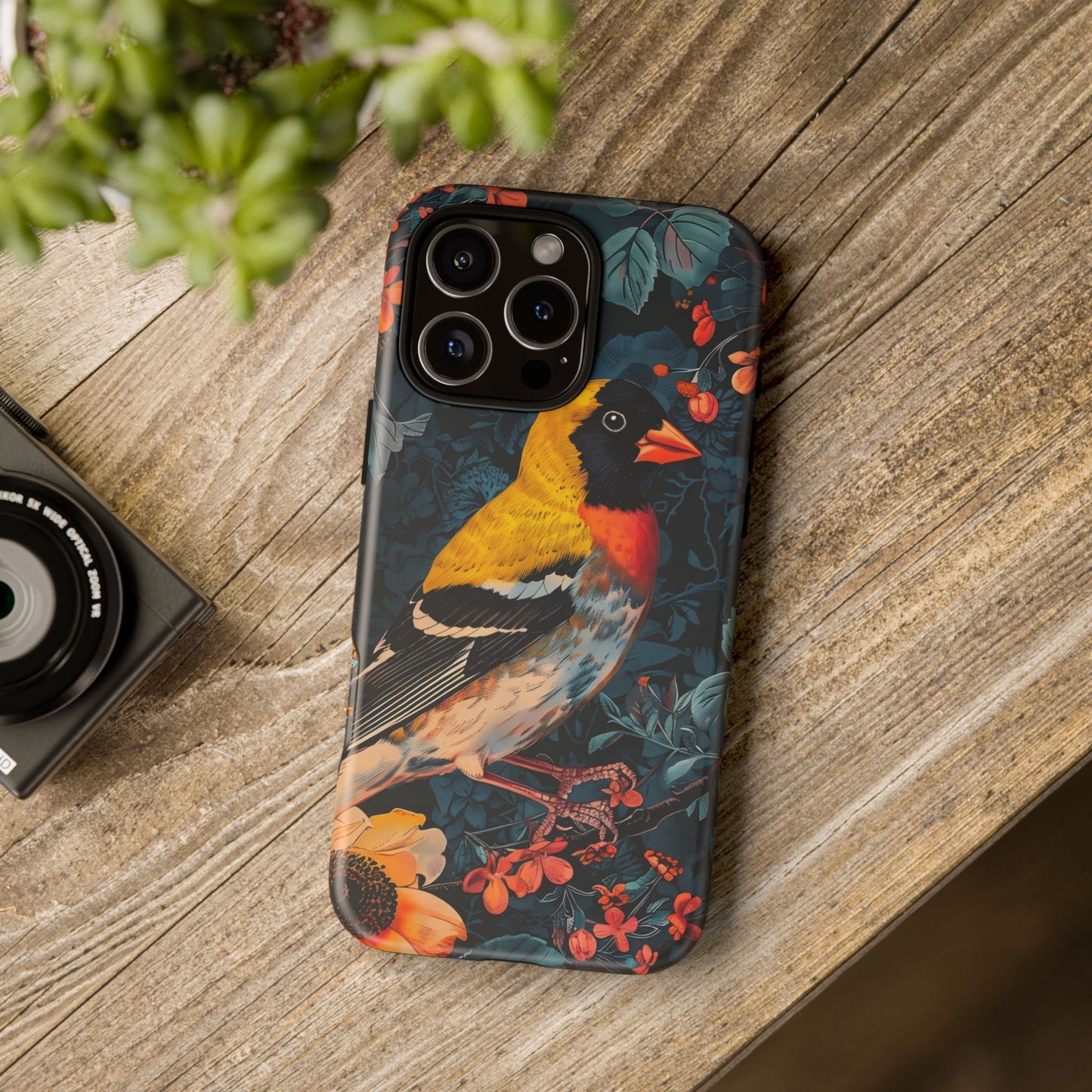 Colorful Bird Phone Case, Floral Phone Cover, Tough Phone Protector, Nature Lover Gift, Botanical Case, Unique Mobile Accessory