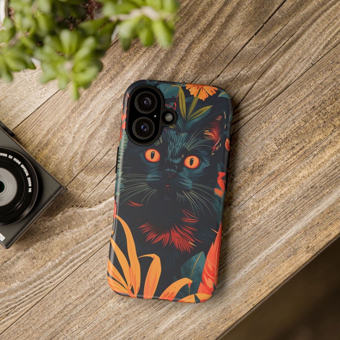 Feline Jungle iPhone Case - Tough and Unique Cat Design, Pet Lover Gift, Animal Phone Accessory, Nature Inspired, Halloween Style