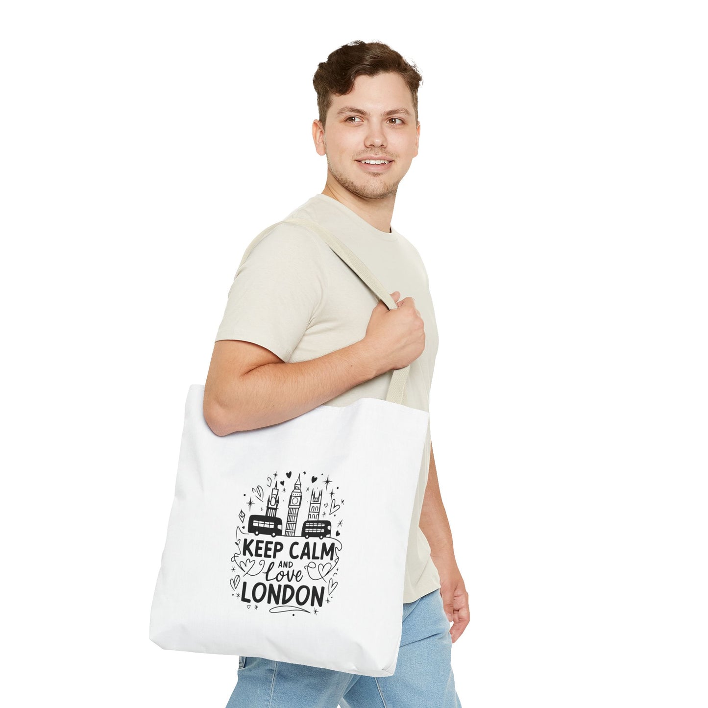 Keep Calm Tote Bag | London City Art | Travel Accessory, Gift for London Lovers, Cute Shopping Bag, Stylish Beach Tote, Stylish Durable Bag
