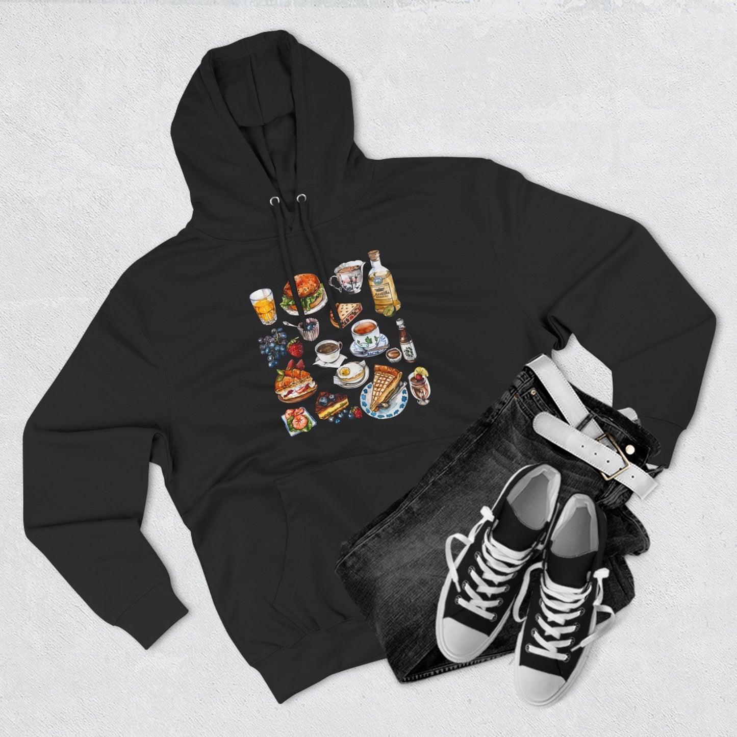Vintage England Icons Trendy Three-Panel Fleece Hoodie
