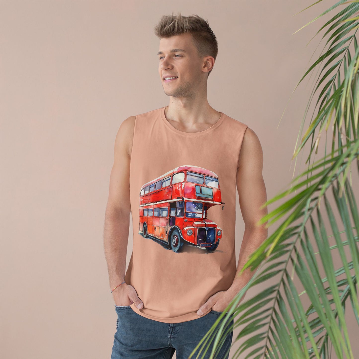 Unisex Barnard Tank - London Transport English Bus - Iconic Red Double-Decker