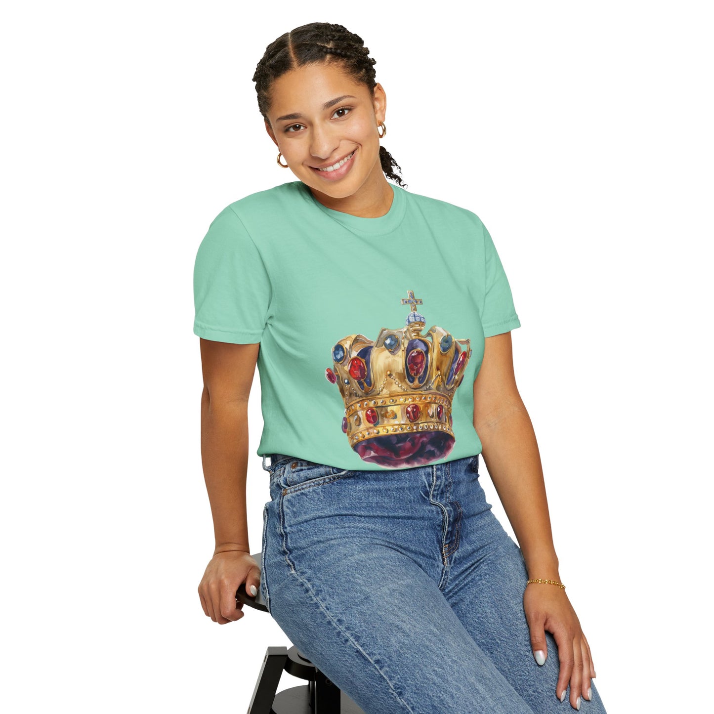 Unisex Garment-Dyed T-shirt - British Royal Crown Design - Iconic Symbol of Monarchy