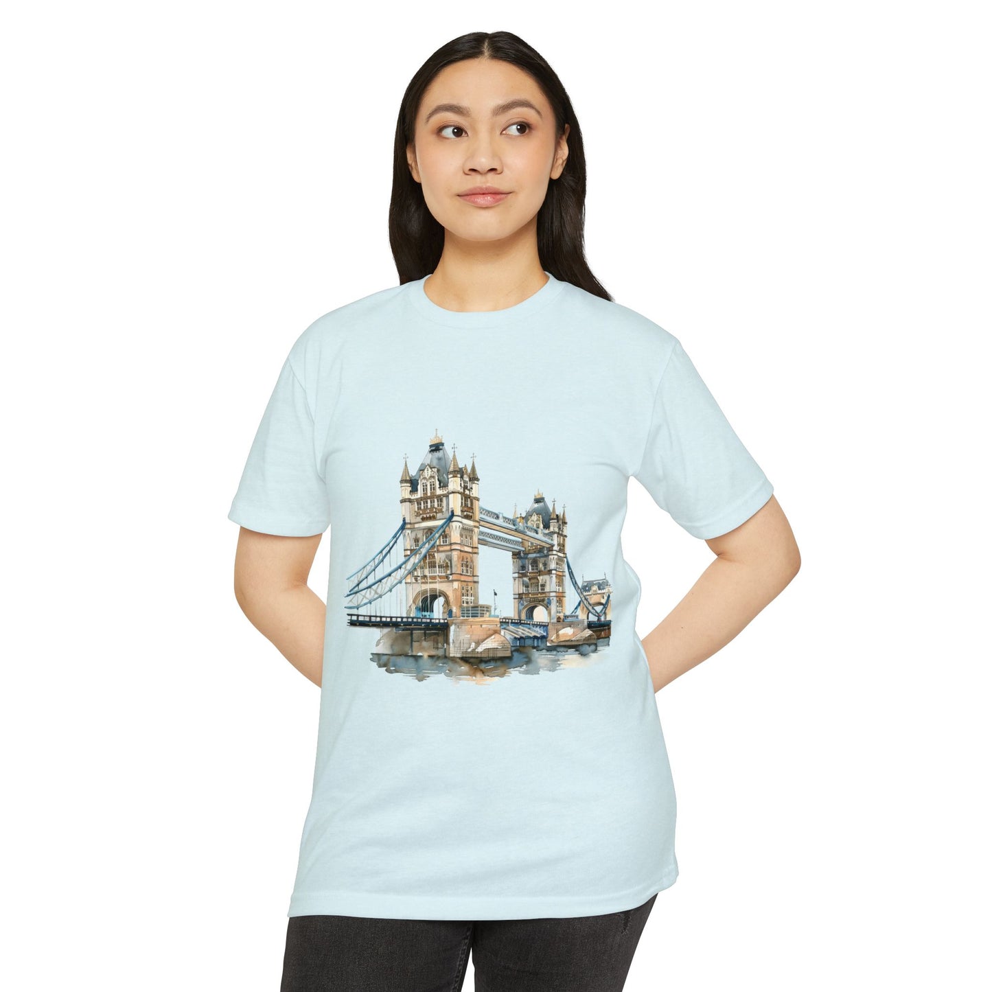 Unisex CVC Jersey T-shirt - London Bridge - Iconic Landmark and Historical Beauty