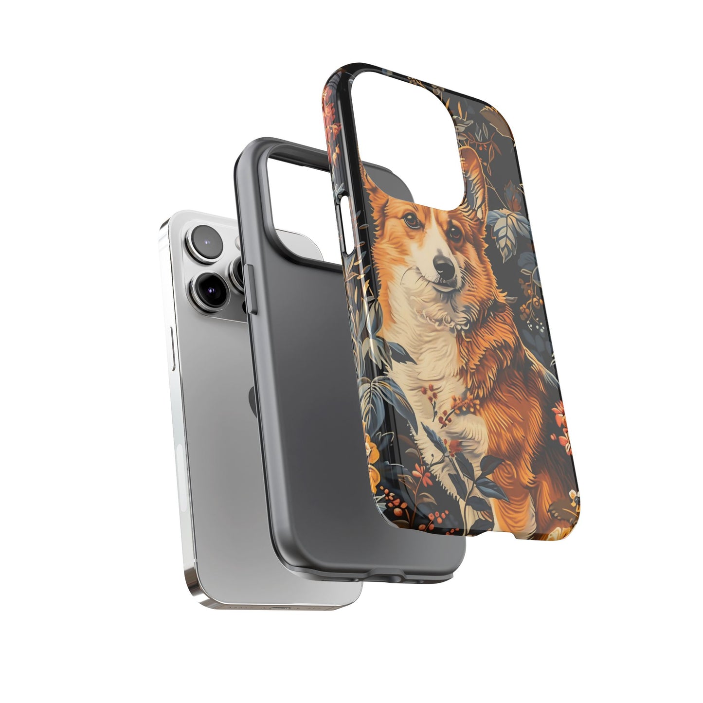 Corgi Floral Phone Case - Tough Cases for Dog Lovers, Cute Pet Accessories, Gift for Dog Owners, Floral Design, Personalized Tech Cover