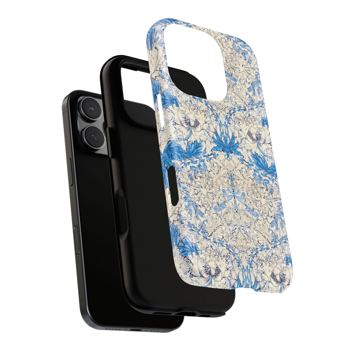 Elegant Floral Phone Case, Tough iPhone Cover, Stylish Mobile Protector, Blue Patterned Case, Unique Gift for Her