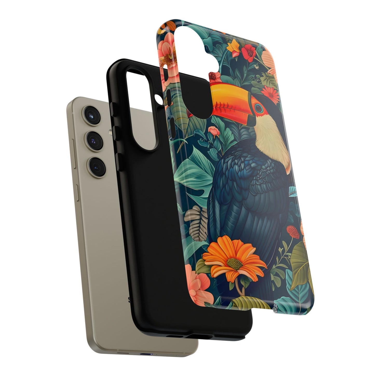 Tropical Toucan Phone Case - Cute Animal Design, Nature Lover Gift, Floral Pattern, Bird Lover Accessory, Summer Vibes