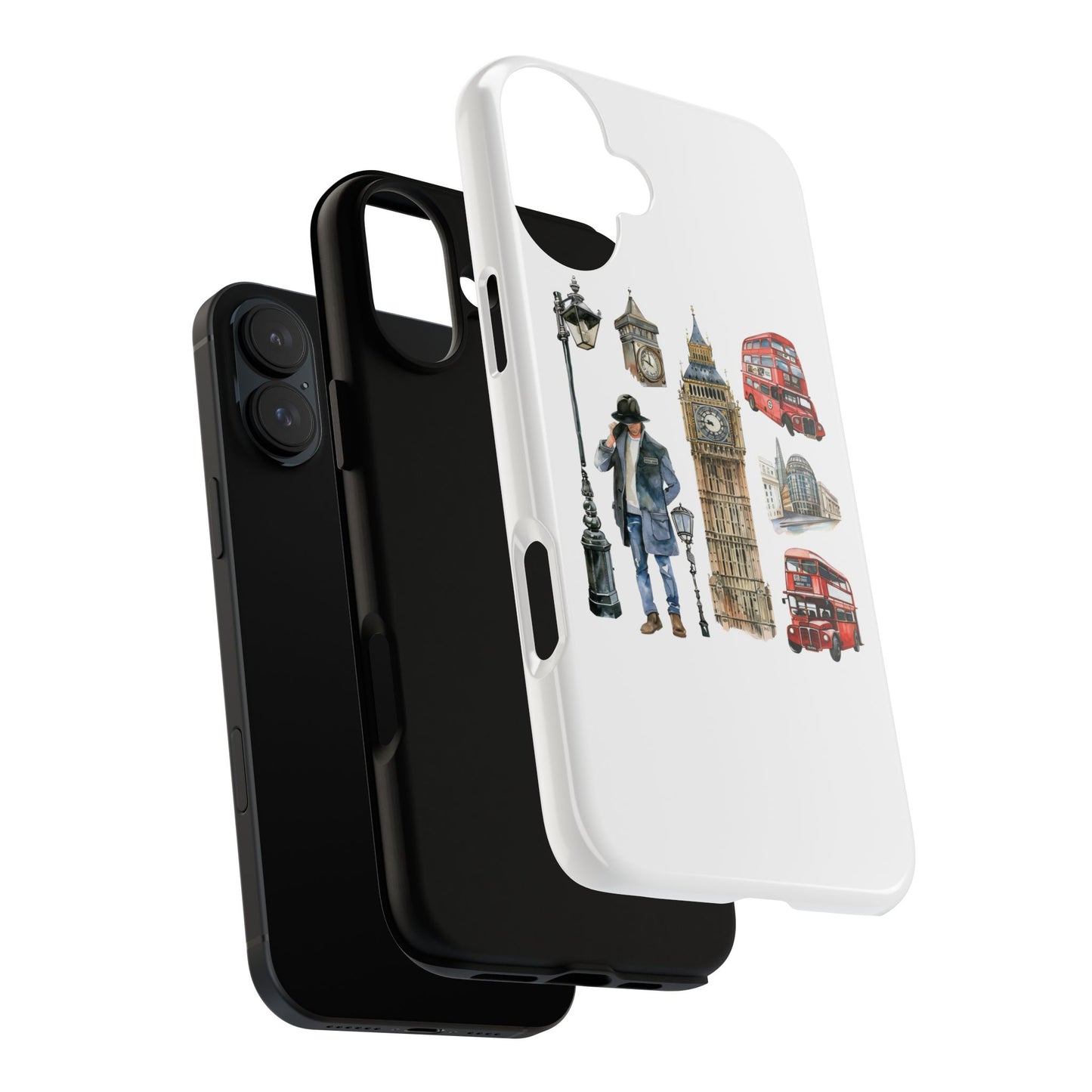 London Iconic Design Phone Case, Tough Cases, Gift for Travelers, London Souvenir, London Icons, Red Bus Phone Case