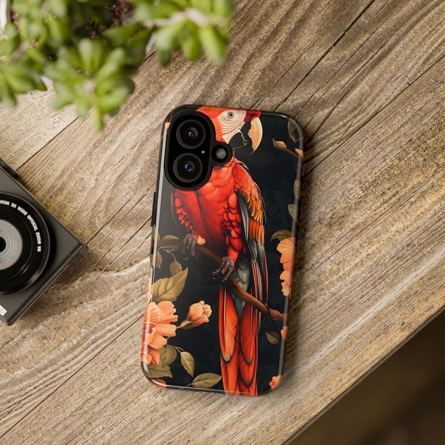 Vibrant Tropical Phone Case with Parrot Design, Bird Lovers Gift, Floral Phone Cover, Nature Inspired Accessories, Tough Cases
