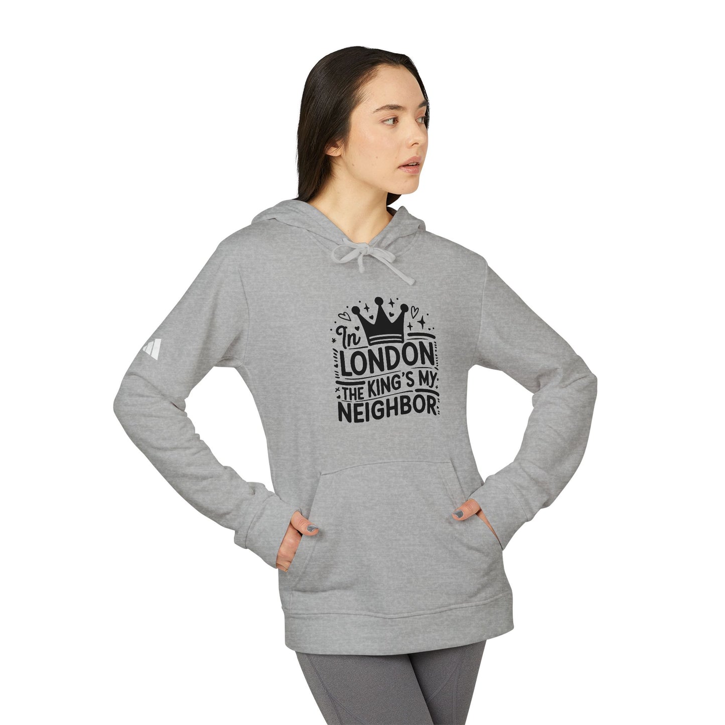 Adidas Unisex Fleece Hoodie - 'In London, the King's My Neighbor' - Cozy Urban Style