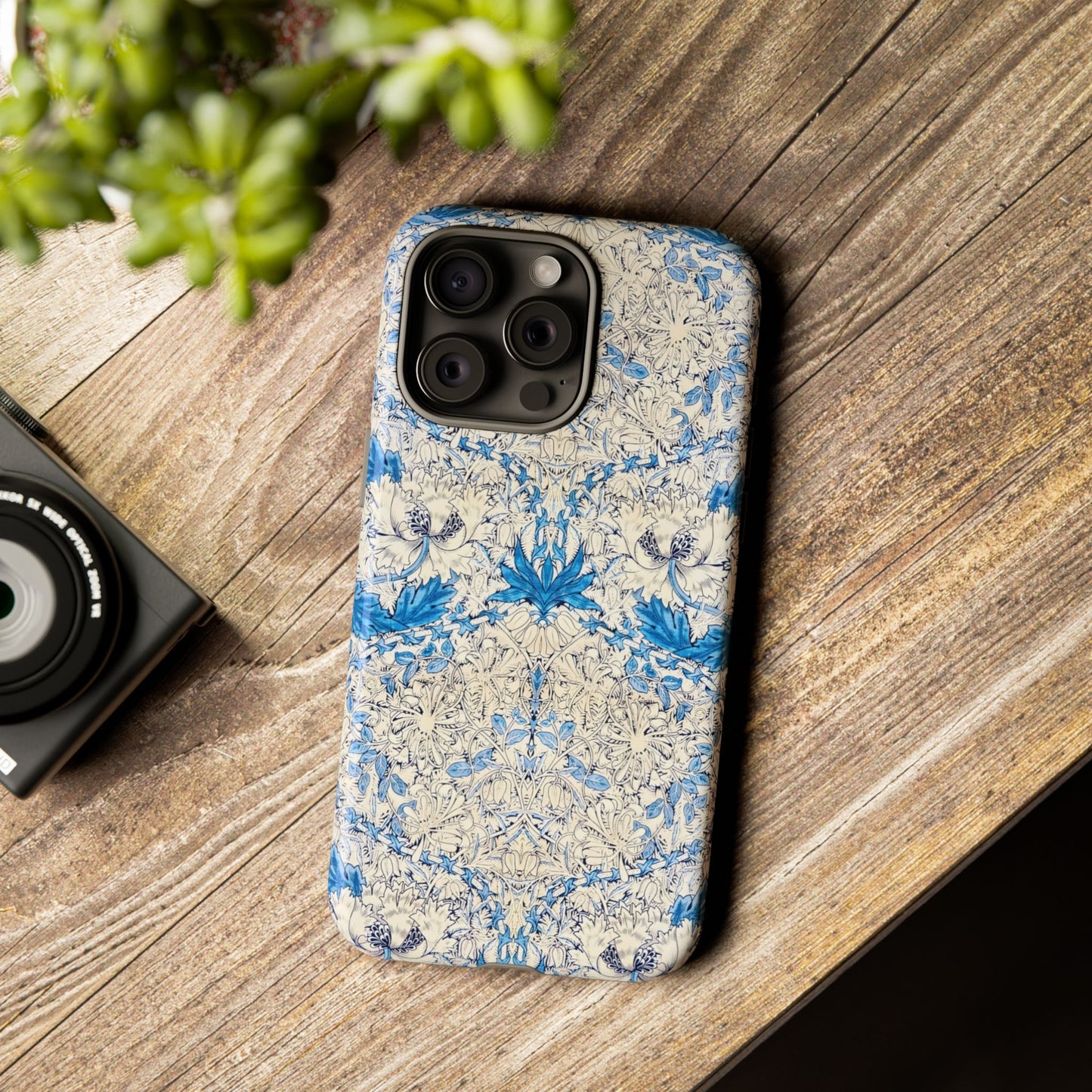 Elegant Floral Phone Case, Tough iPhone Cover, Stylish Mobile Protector, Blue Patterned Case, Unique Gift for Her
