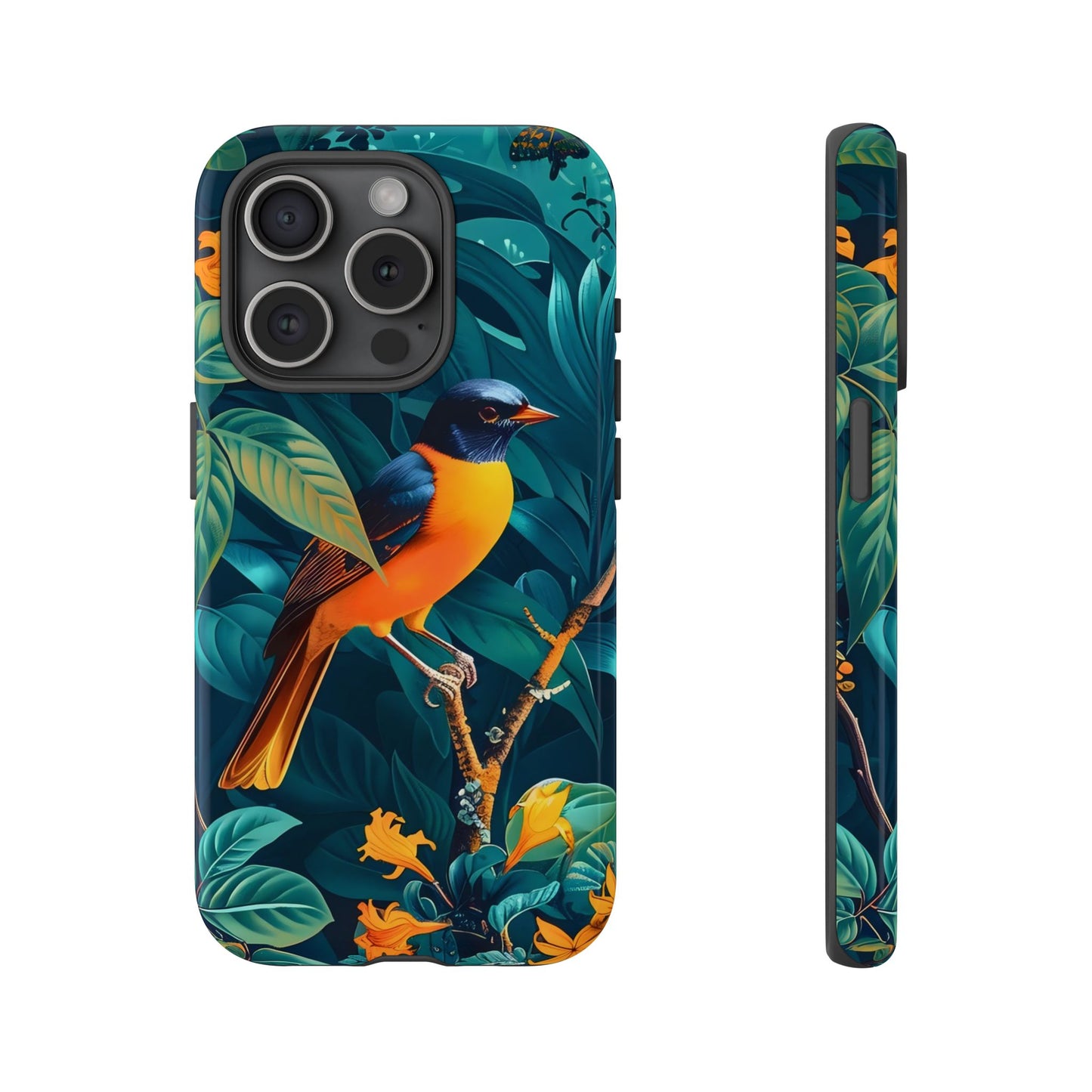 Tough Cases: Vibrant Bird Phone Case, Nature Lover Gift, Eco-Friendly Cover, Floral Design, Spring Decor