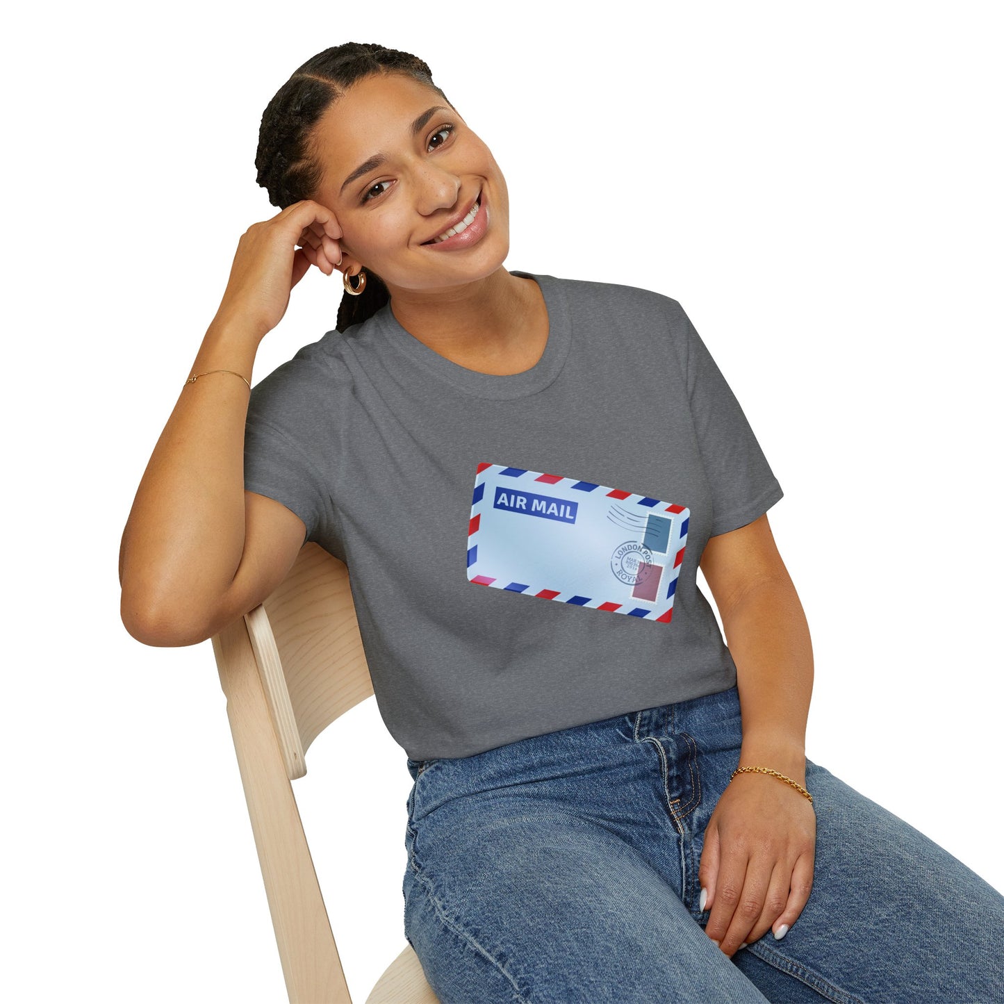 Unisex Softstyle T-Shirt - Vintage British Air Mail - Classic Postal Design
