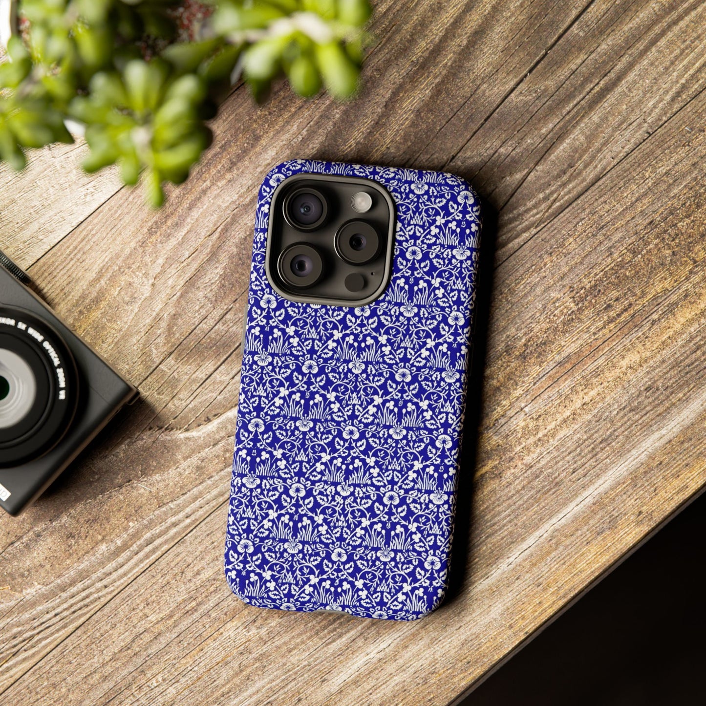 Elegant Floral Phone Case - Tough Cases, Blue Floral Design, Stylish Phone Accessory, Unique Gift, Modern Tech Protection