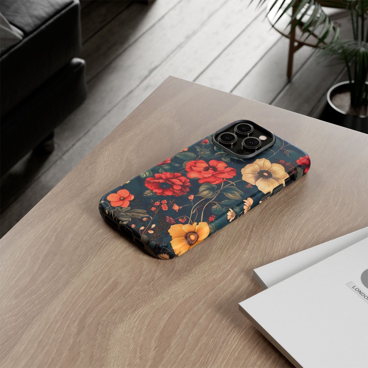 Floral Phone Case, Tough Cases, Flower Motif, Protective Cover, Gift for Her, Floral Design, Spring Accessory