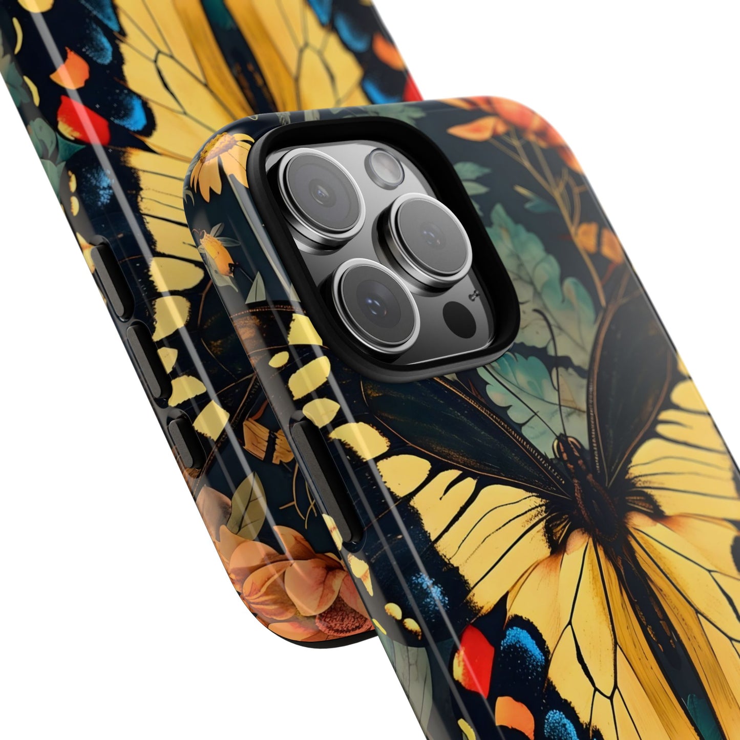 Butterfly Floral Phone Case, Art-inspire Tough Case, Gift for Nature Lovers, Butterfly Pattern Cover, Eco-Friendly Mobile Accessory