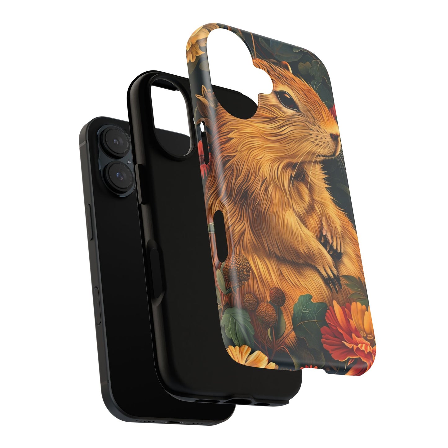 Cute Animal Phone Case, Floral Design Tough Cases for Nature Lovers, Gifts for Her, Customizable Mobile Accessory, Pet Lover Phone Cover