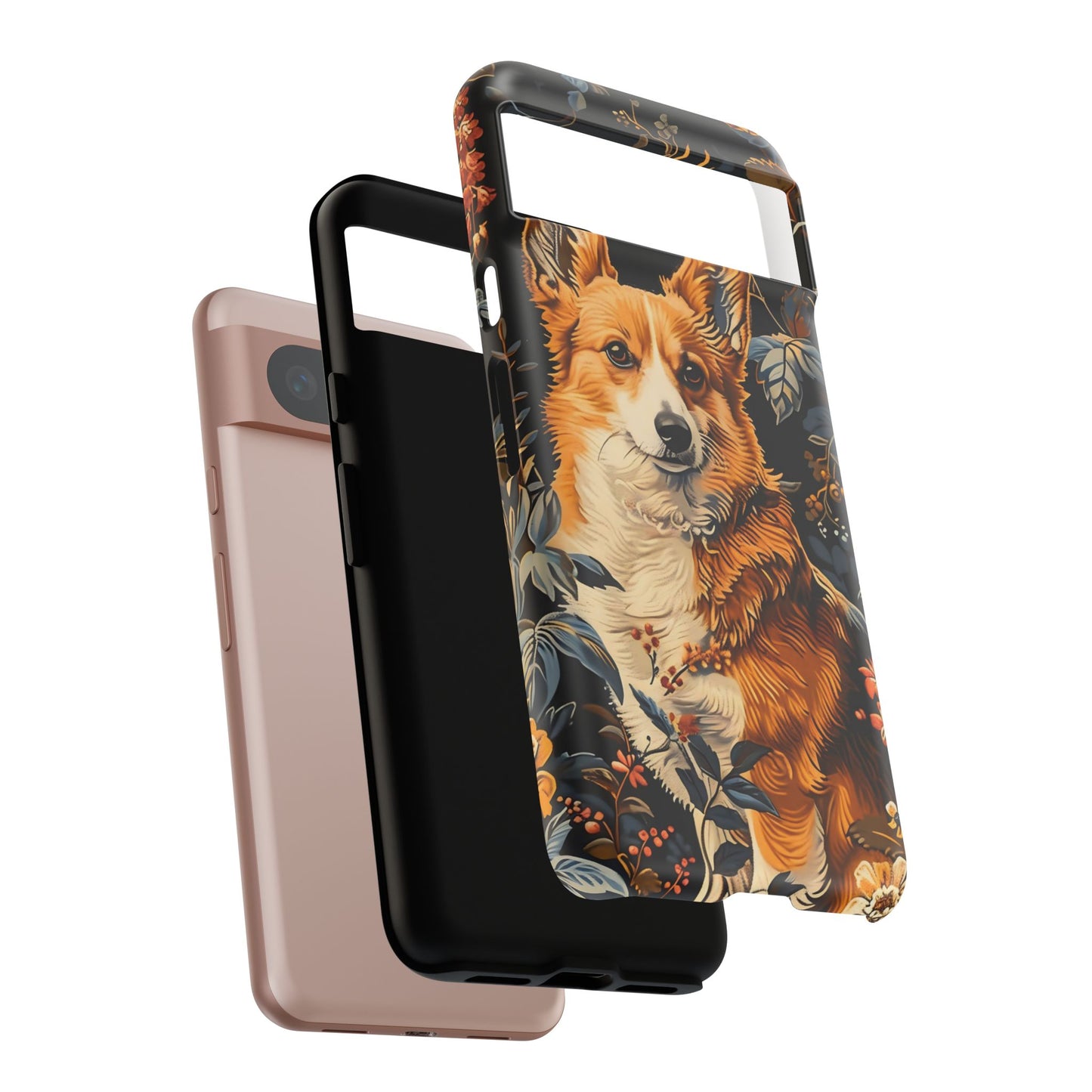 Corgi Floral Phone Case - Tough Cases for Dog Lovers, Cute Pet Accessories, Gift for Dog Owners, Floral Design, Personalized Tech Cover