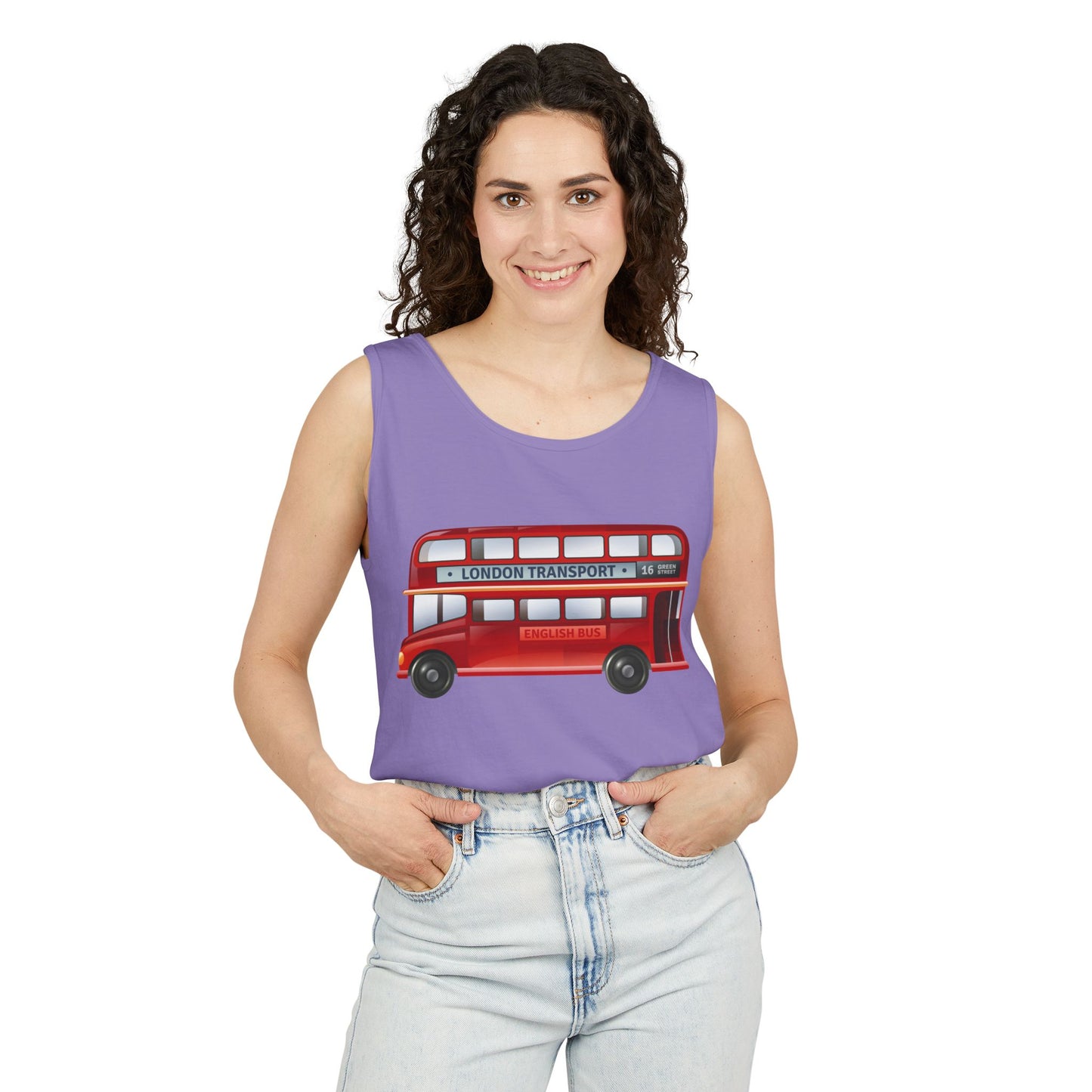 Unisex Garment-Dyed Tank Top - London's Iconic Transport English Bus