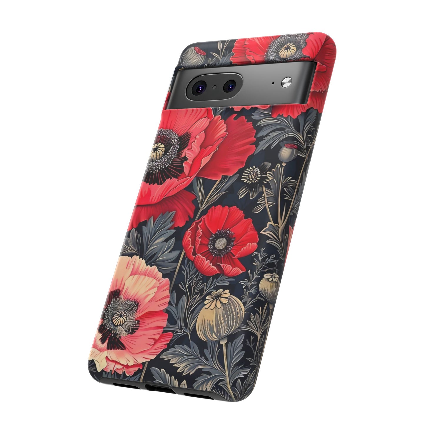 Floral Phone Case with Artistic Poppies, Tough Cases, Flower Design, Nature Lover Gift, Customizable Mobile Cover, Stylish Phone Accessories
