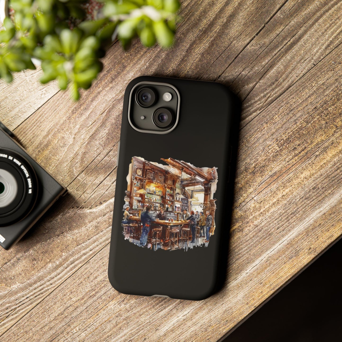 Artistic Phone Case - Cozy Pub Vibe, Trendy Smartphone Accessory, Gift for Friends, Modern Design, Durable Protection