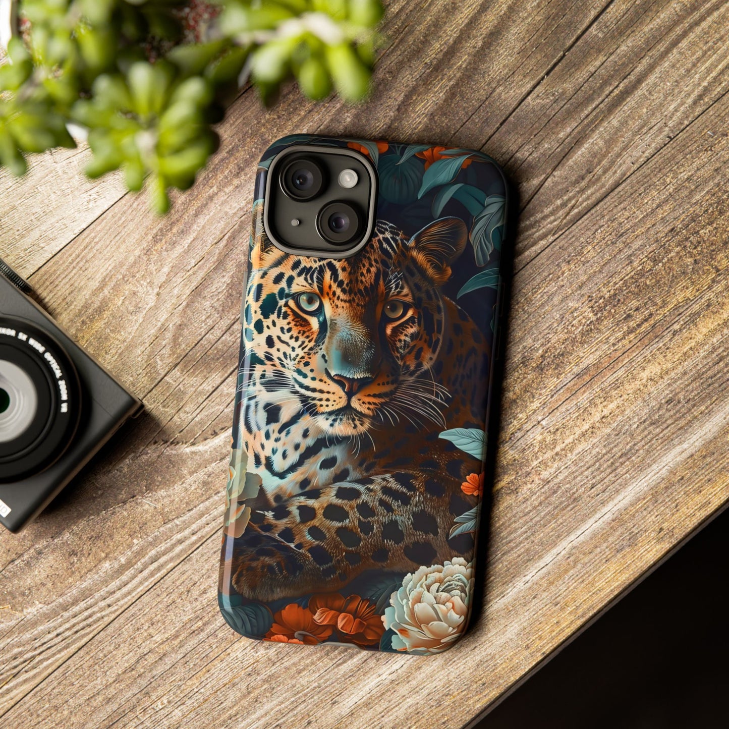 Wildlife Phone Case with Leopard Design | Tough Cases, Animal Prints, Floral Phone Cover, Gift for Nature Lovers, Unique Phone Accessories