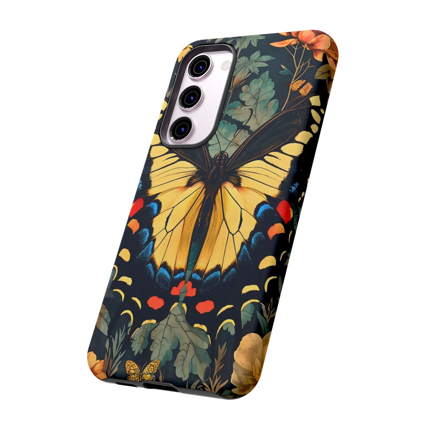 Butterfly Floral Phone Case, Art-inspire Tough Case, Gift for Nature Lovers, Butterfly Pattern Cover, Eco-Friendly Mobile Accessory