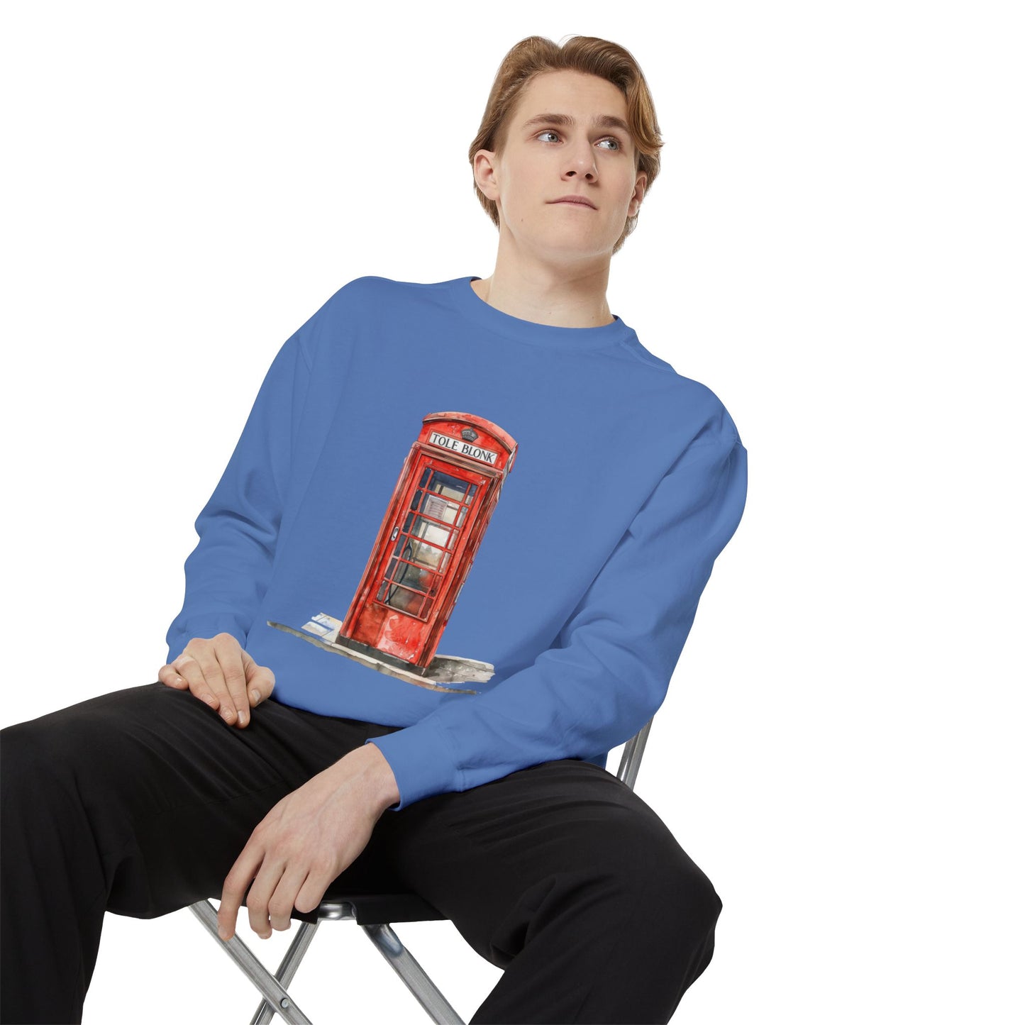 Unisex Garment-Dyed Sweatshirt All Day Wear - Iconic British Public Telephone