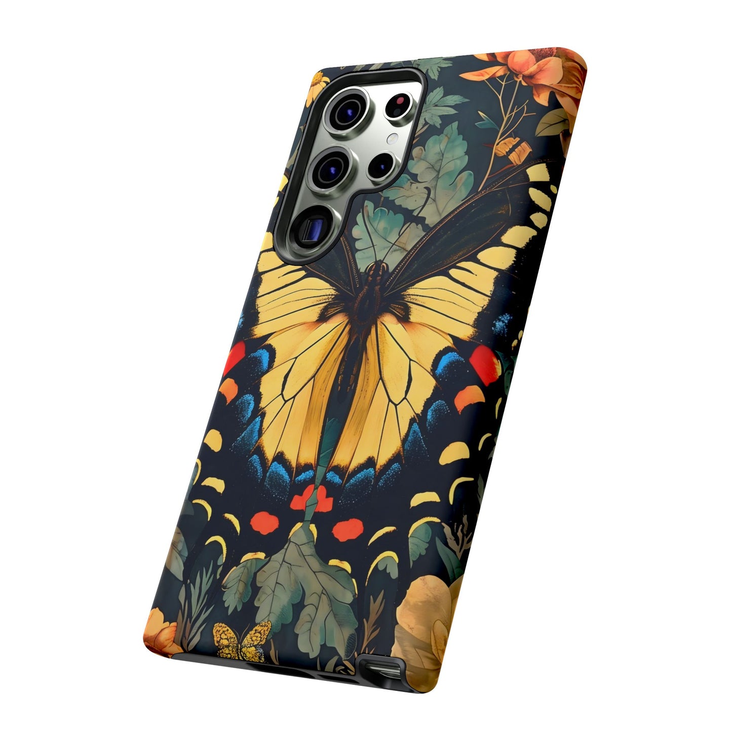 Butterfly Floral Phone Case, Art-inspire Tough Case, Gift for Nature Lovers, Butterfly Pattern Cover, Eco-Friendly Mobile Accessory