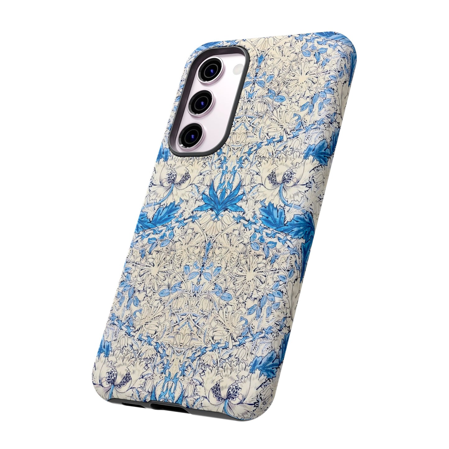 Elegant Floral Phone Case, Tough iPhone Cover, Stylish Mobile Protector, Blue Patterned Case, Unique Gift for Her