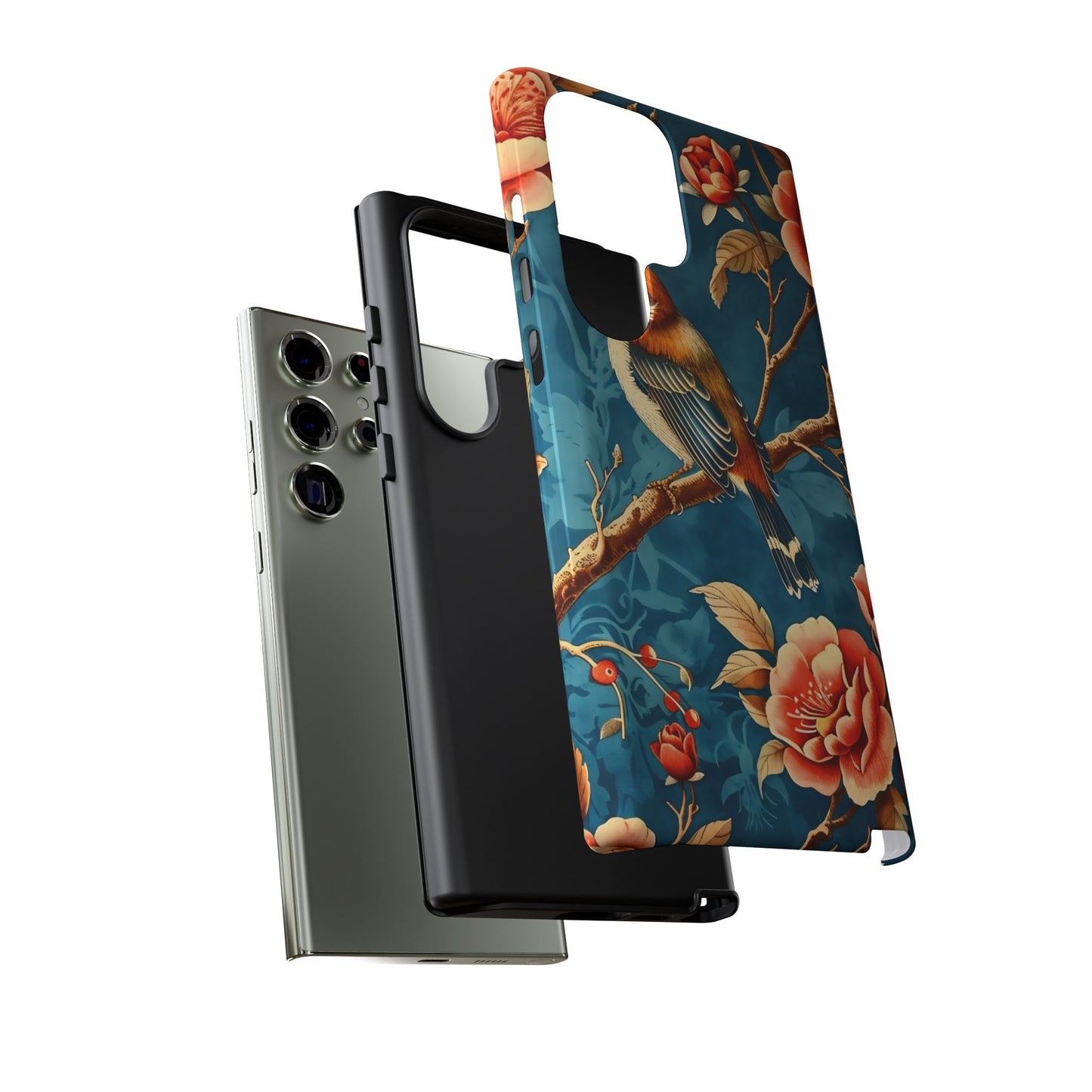 Bird & Floral Phone Case, Tough Cases for Nature Lovers, Gift for Her, Customizable Design, Vibrant Tech Accessories