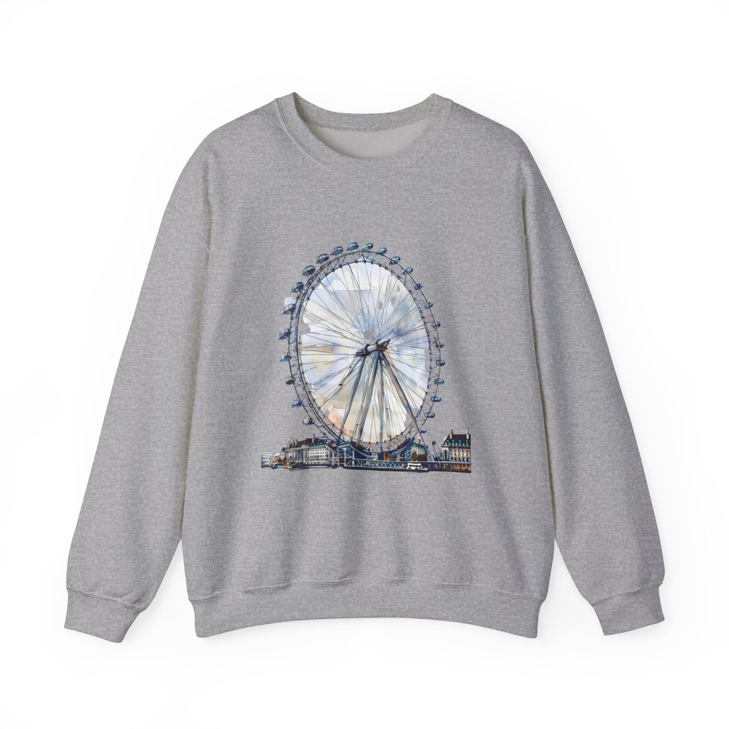 Unisex Heavy Blend™ Crewneck Sweatshirt Relaxed - London Eye Ferris Wheel and Cityscape View