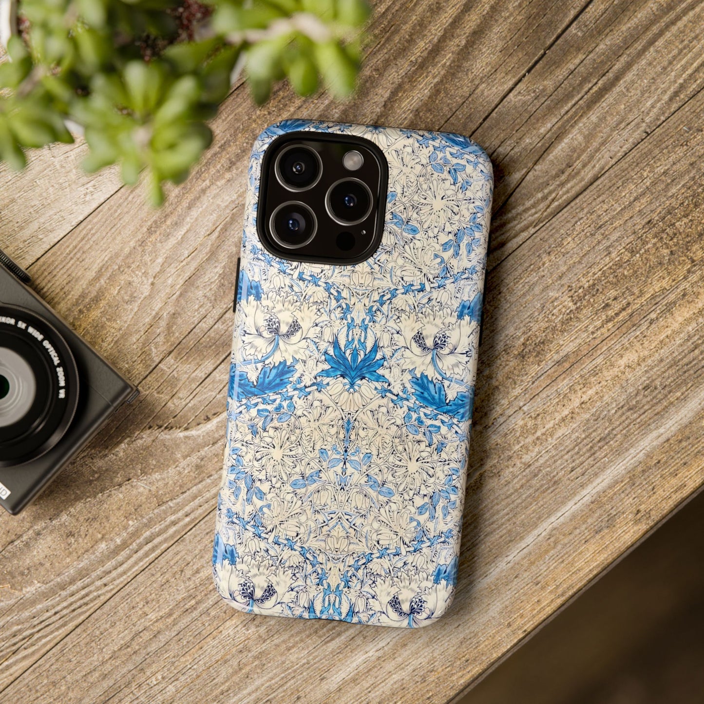 Elegant Floral Phone Case, Tough iPhone Cover, Stylish Mobile Protector, Blue Patterned Case, Unique Gift for Her