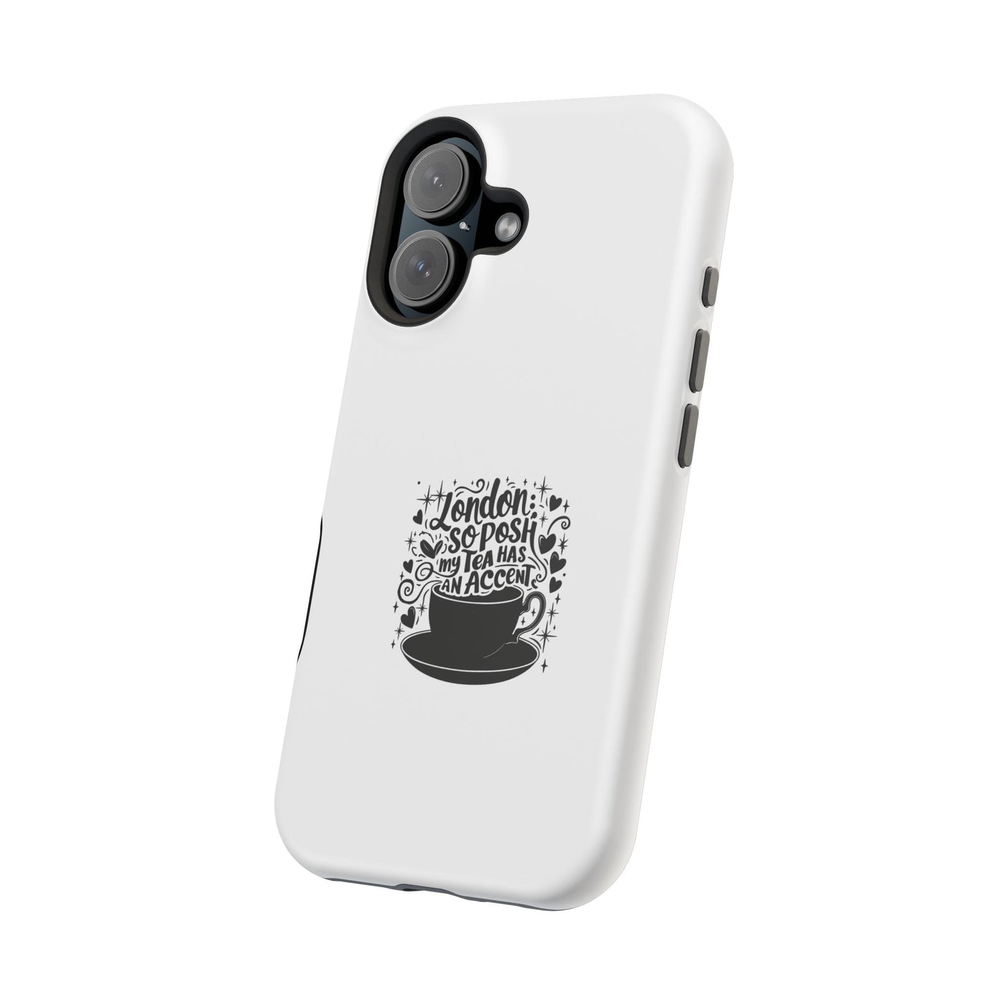 Stylish Magnetic Tough Case for Phone, Gift for Tea Lovers, Custom Phone Cover, London Tea Design, Durable Mobile Protector