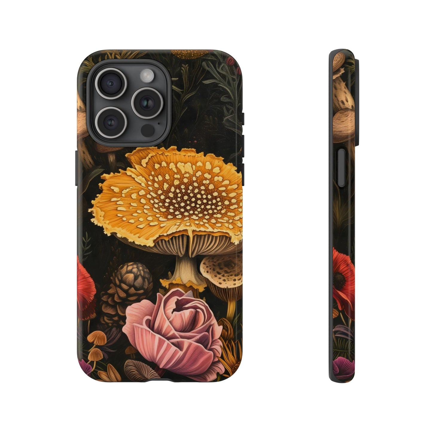 Floral Mushroom Phone Case, Tough Cases, Eco-Friendly, Nature Lover Gift, Floral Phone Cover, Stylish Phone Accessories