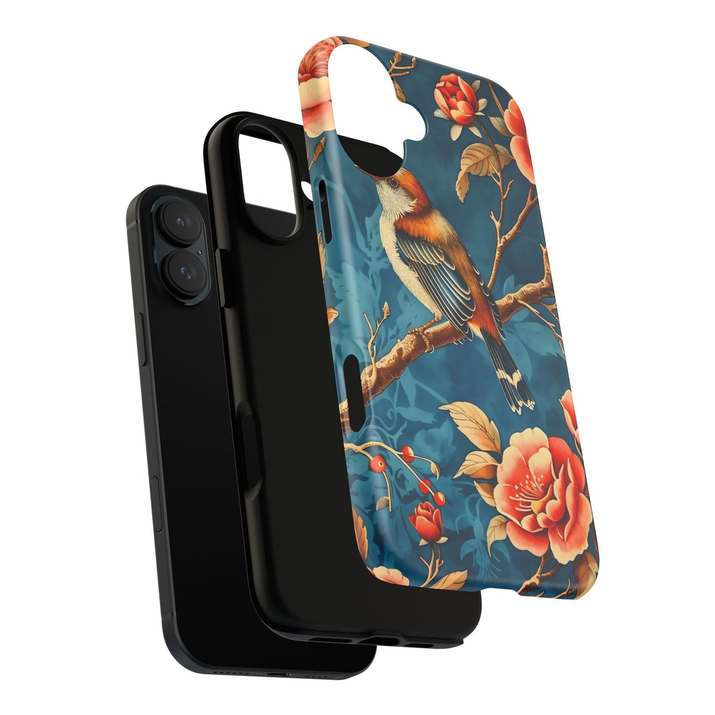 Bird & Floral Phone Case, Tough Cases for Nature Lovers, Gift for Her, Customizable Design, Vibrant Tech Accessories