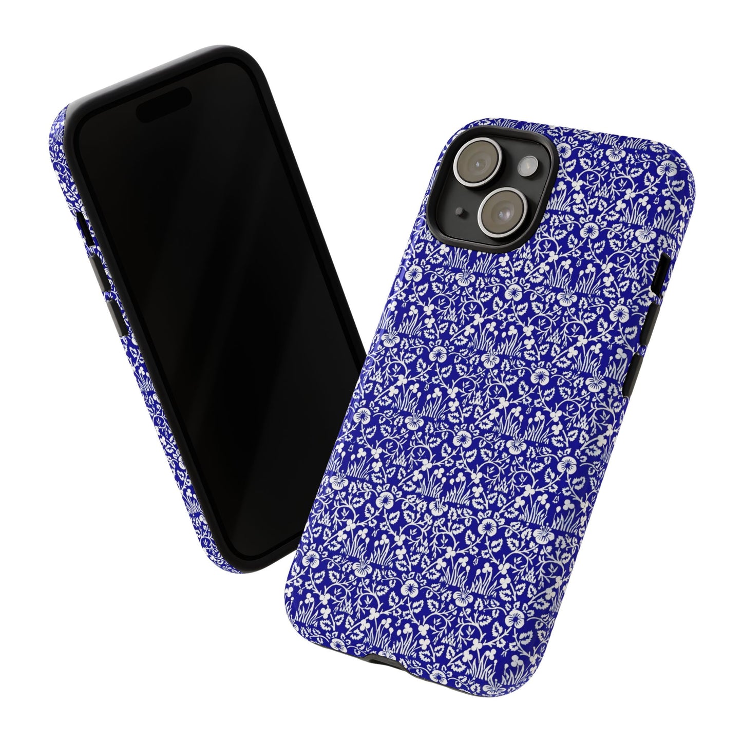 Elegant Floral Phone Case - Tough Cases, Blue Floral Design, Stylish Phone Accessory, Unique Gift, Modern Tech Protection
