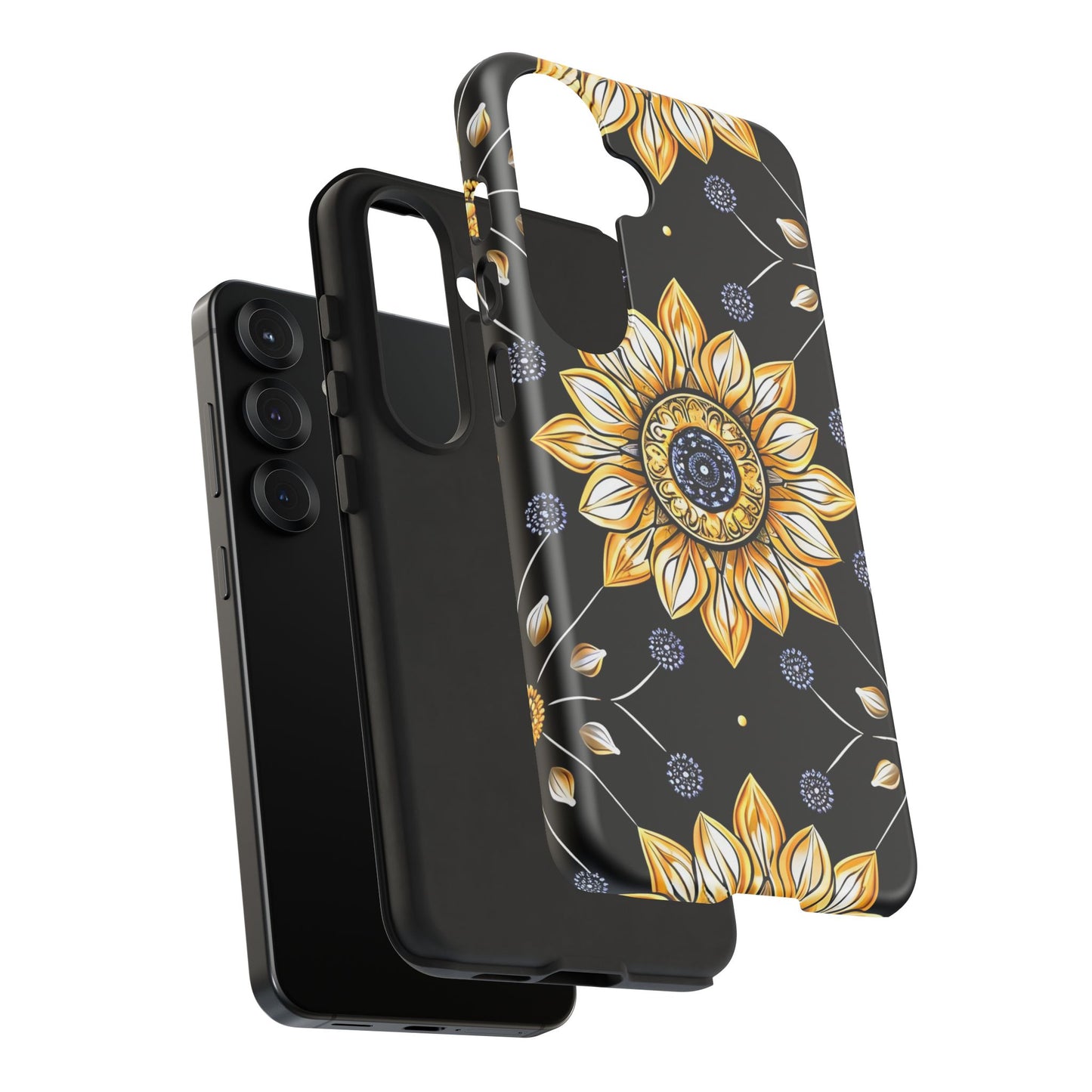 Floral Phone Case with Mandala Design, Tough Cases for iPhone & Samsung, Boho Style, Gift for Her, Unique Accessories