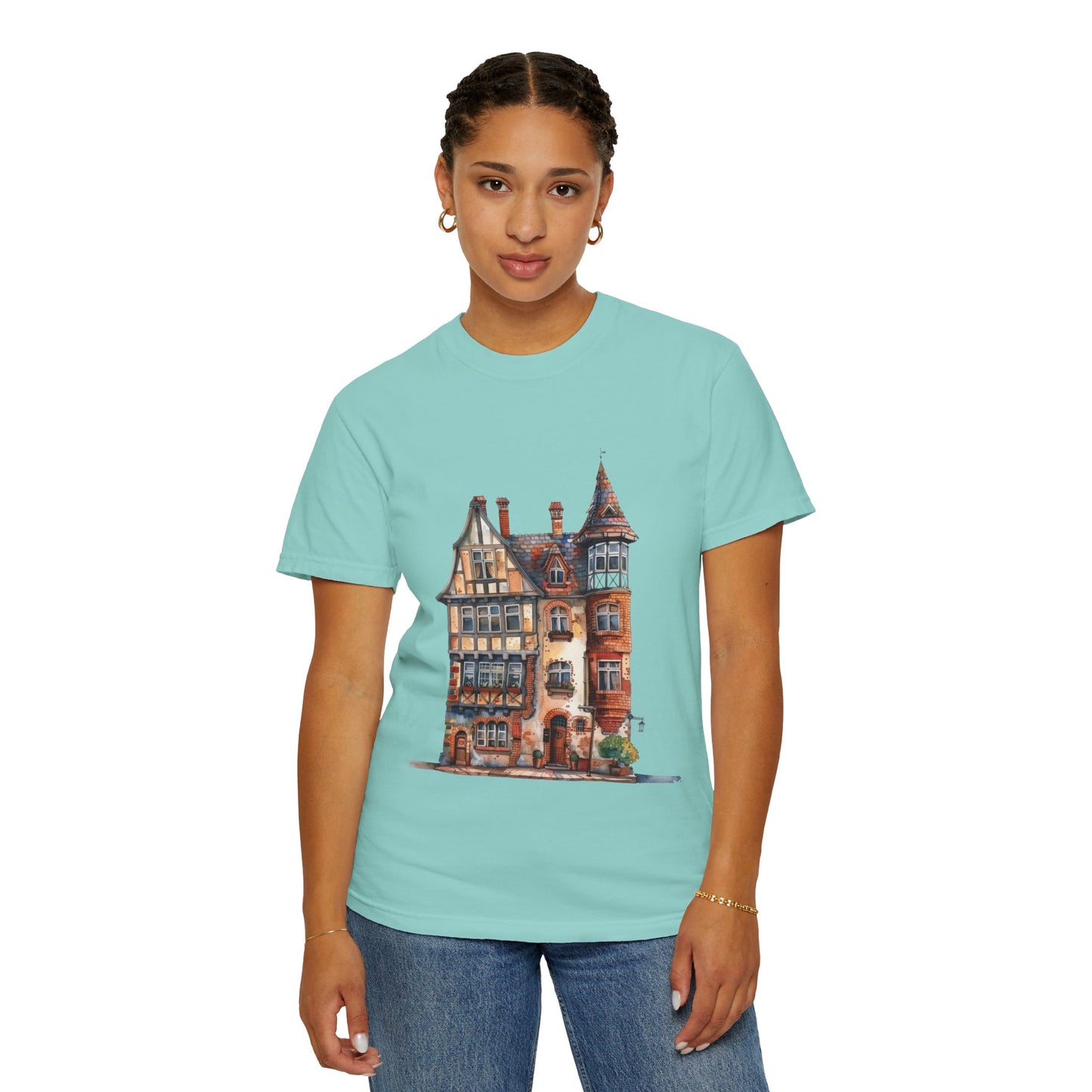 Unisex Garment-Dyed T-shirt - The Quintessential British Village House
