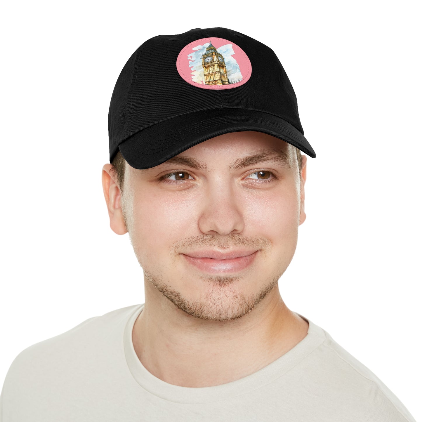 Watercolor Big Ben Dad Hat with Leather Patch, Casual Summer Hat, Gift for Dad, Travel Accessory, Birthday Gift, Outdoor Event Cap