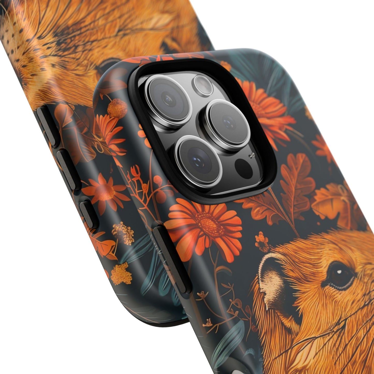 Capybara Phone Case, Floral Phone Cover, Tough Case for Animal Lovers, Unique Gift, Cute and Functional, Nature Inspired Design