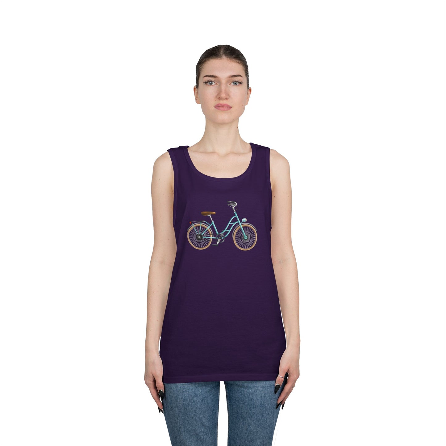 Unisex Heavy Cotton Tank Top - Classic Bicycle Illustration - London Style