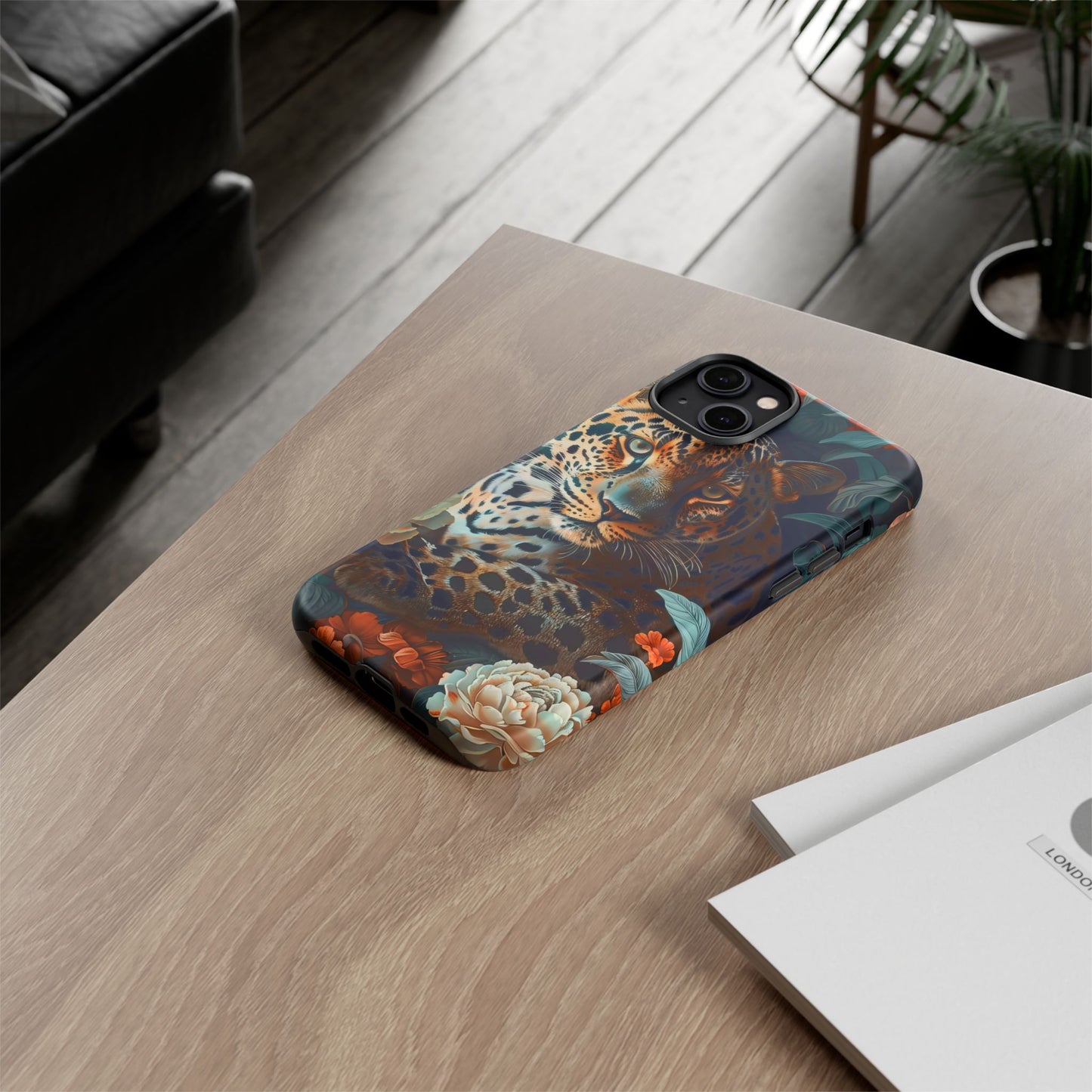 Wildlife Phone Case with Leopard Design | Tough Cases, Animal Prints, Floral Phone Cover, Gift for Nature Lovers, Unique Phone Accessories